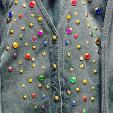 Load image into Gallery viewer, Vintage 80’s Monique Fashions Denim Embellished Gems Shirt Jacket Women’s Size 5/6
