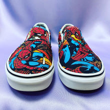 Load image into Gallery viewer, Vans x Marvel Spider-Man All Over Print Slip-On Sneakers Men’s Size 9 Women’s 10.5
