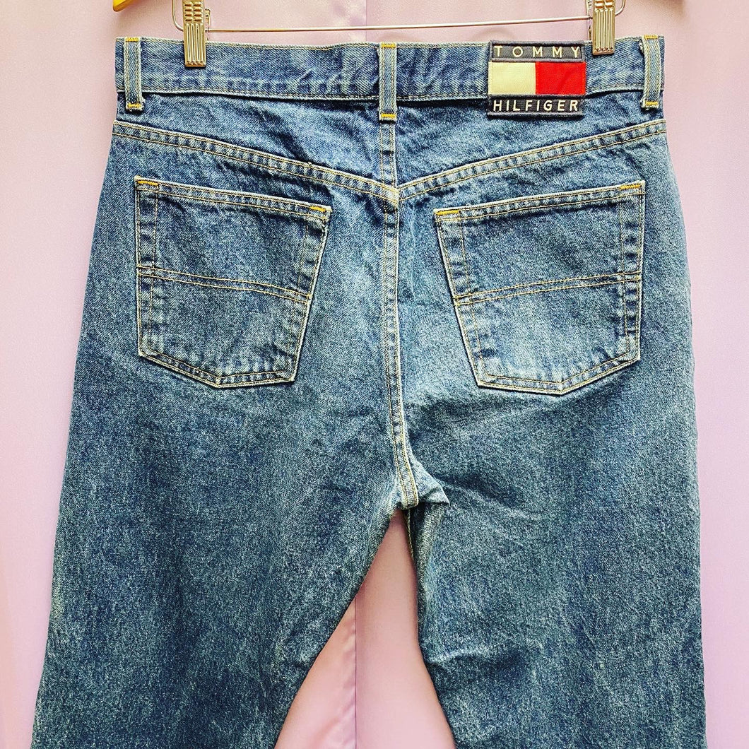 Vintage Y2K Tommy Hilfiger Flag Patch Boot Cut Jeans Men’s Size 34
