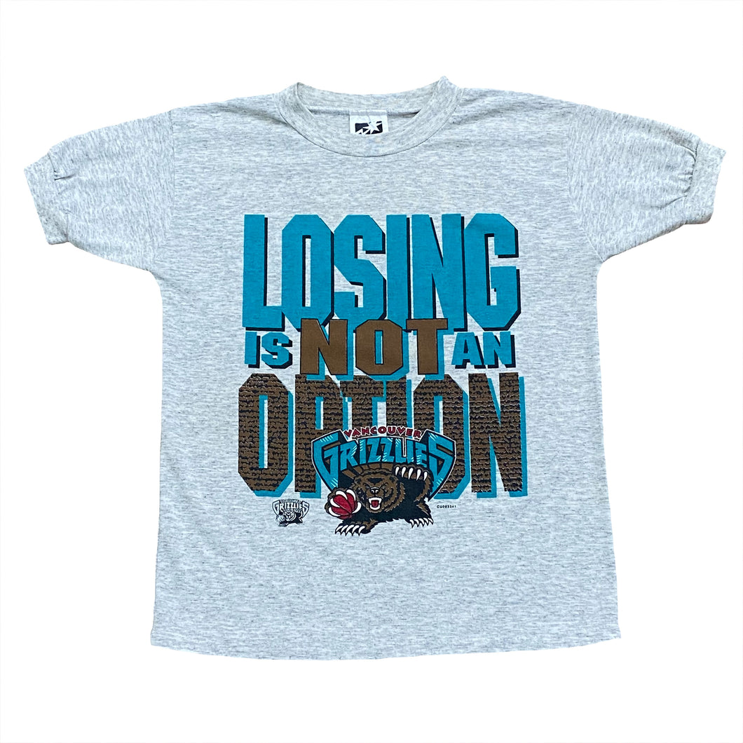Vintage 90’s NBA Vancouver Grizzlies Losing Is Not An Option Ringer T-Shirt Youth Medium
