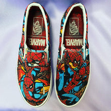 Load image into Gallery viewer, Vans x Marvel Spider-Man All Over Print Slip-On Sneakers Men’s Size 9 Women’s 10.5
